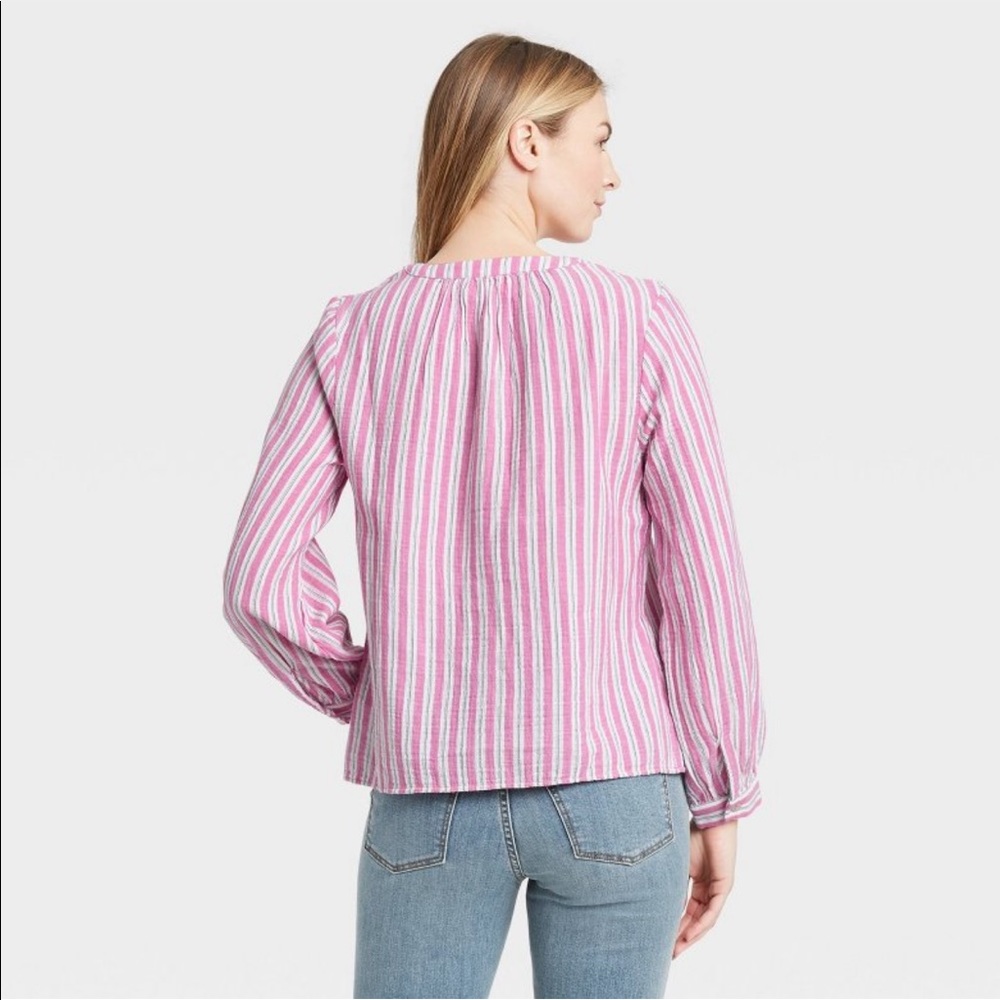 Women’s Striped Long Sleeve Blouse - Picture 2 of 3